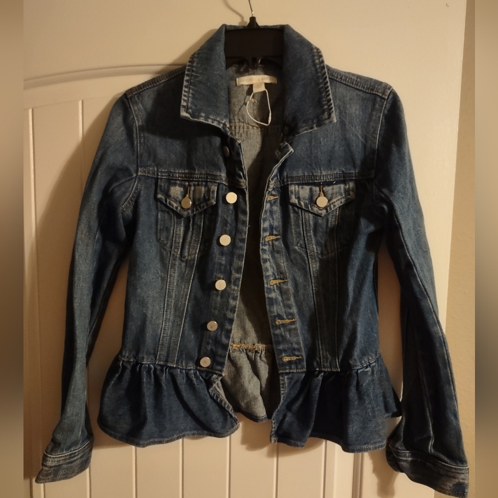 Chelsea & Violet Blue Denim Jacket with Ruffle Hem